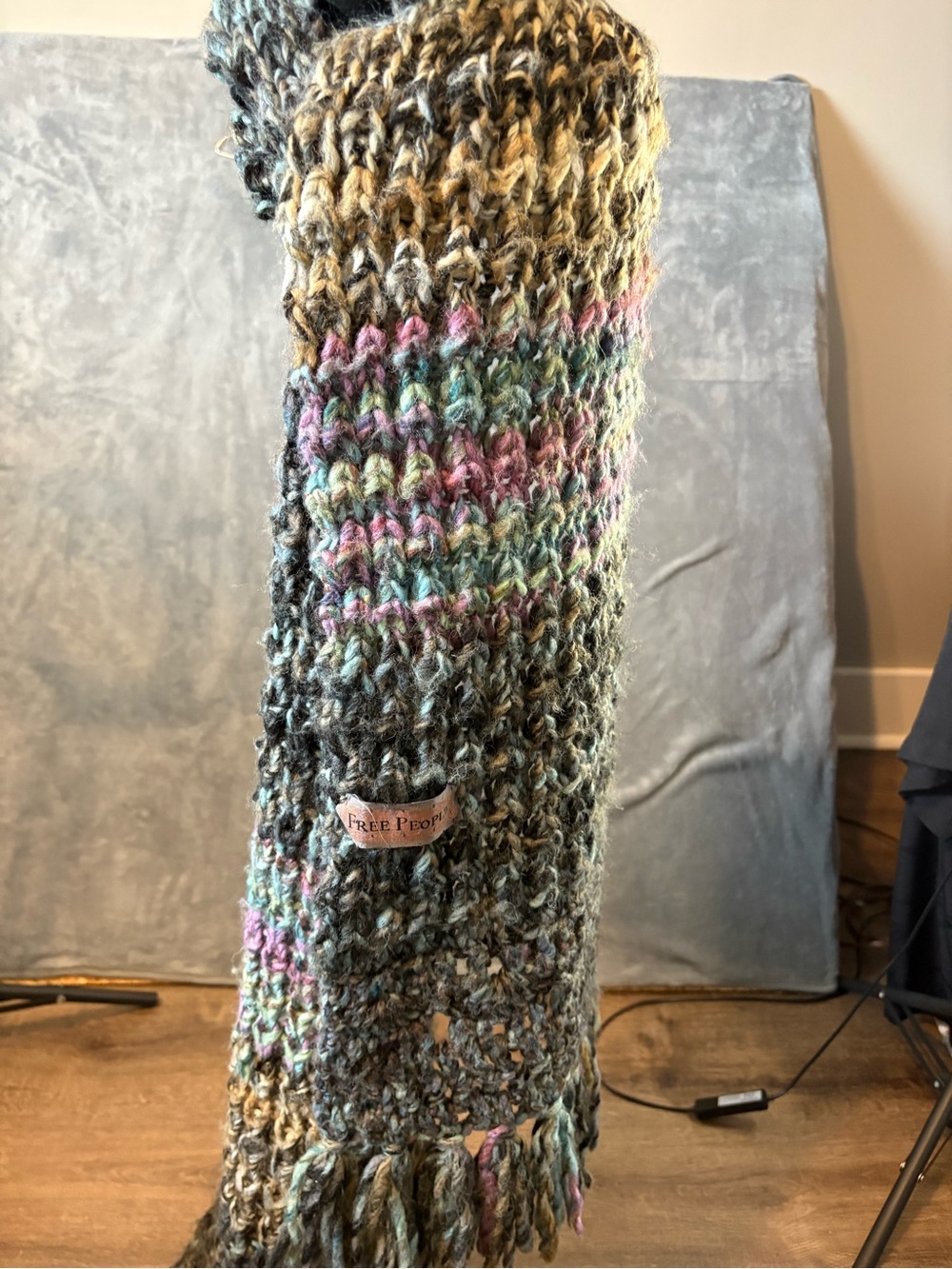 Free People Multicolor Knit Fringe scarf